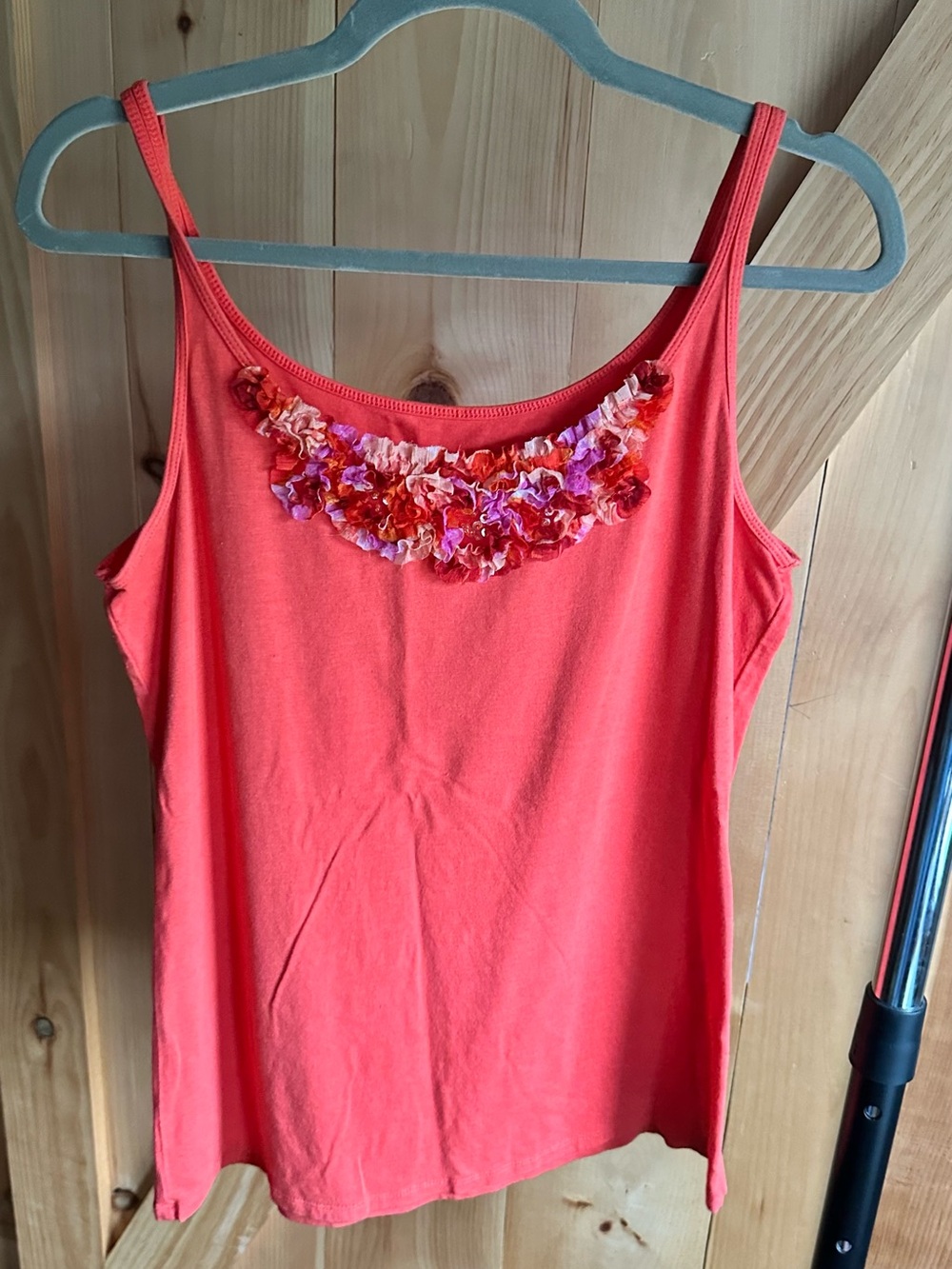 New York & Company Coral Tank with Floral Applique